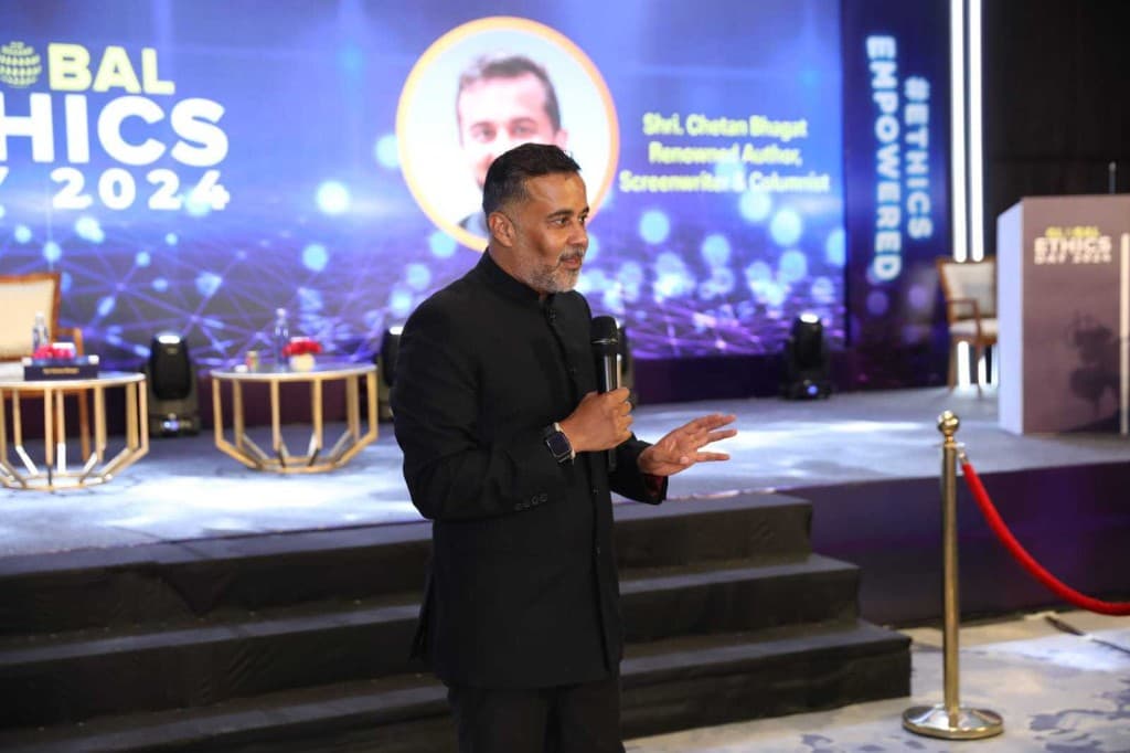 Speaker addressing Global Ethics Day 2024